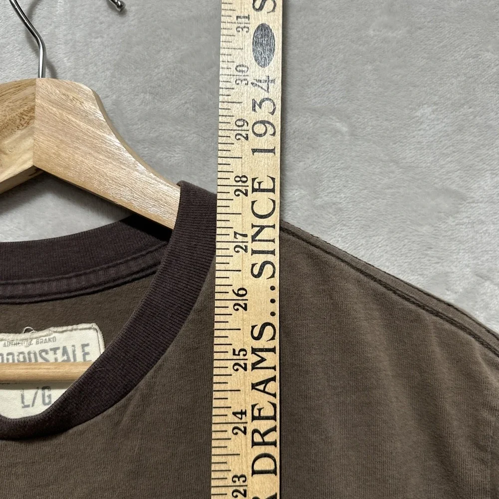 Aeropostale 1987 NY Graphic T Shirt Men's‎ L Brown Short Sleeve Ribbed Crewneck